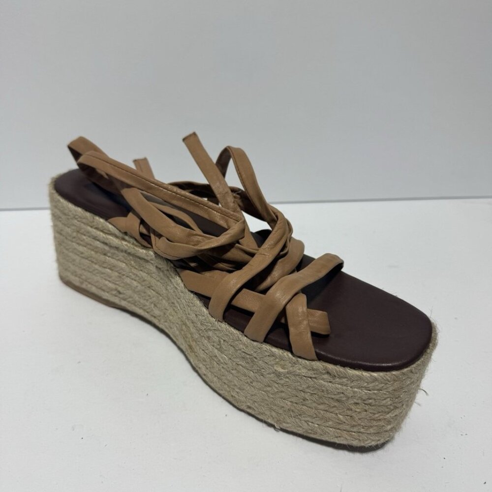 ALOHAS Womens Leather Crossed Platform Espadrille Sandals Size EU41 M US10 - Picture 2 of 6